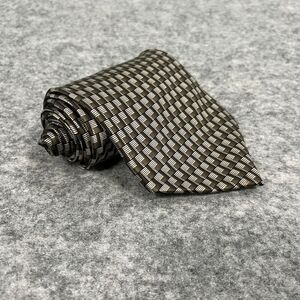 Di Moggio Men's Tie‎ Gray 100% Silk Hand Made Classic Geometric Necktie